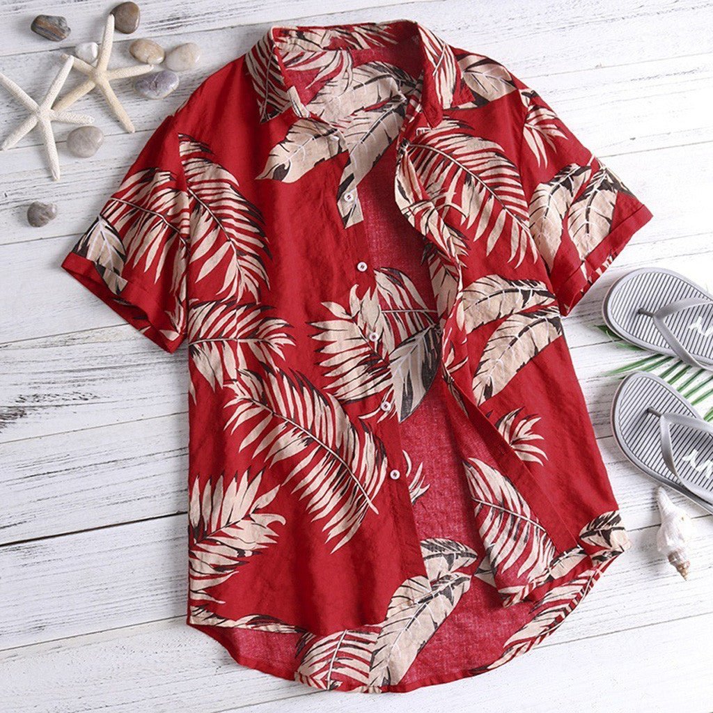 Beach holiday print men's shirt - SunneySteveBeach holiday print men's shirtMen's clothingSunneySteveSunneySteveCJNSTXYH01123-Red-5XL