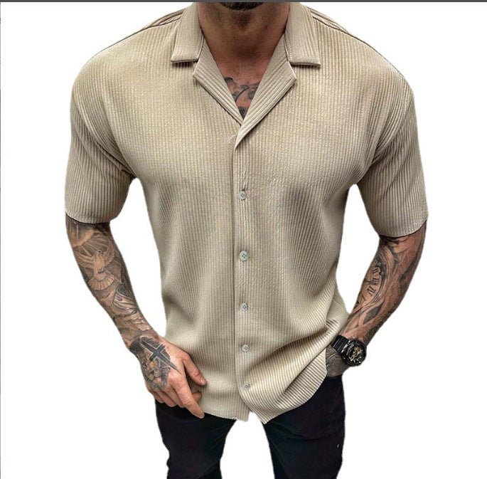 Men's Cardigan Solid Color Short Sleeve Shirt - SunneySteveMen's Cardigan Solid Color Short Sleeve ShirtMen's clothingSunneySteveSunneySteveCJDS178482514NM