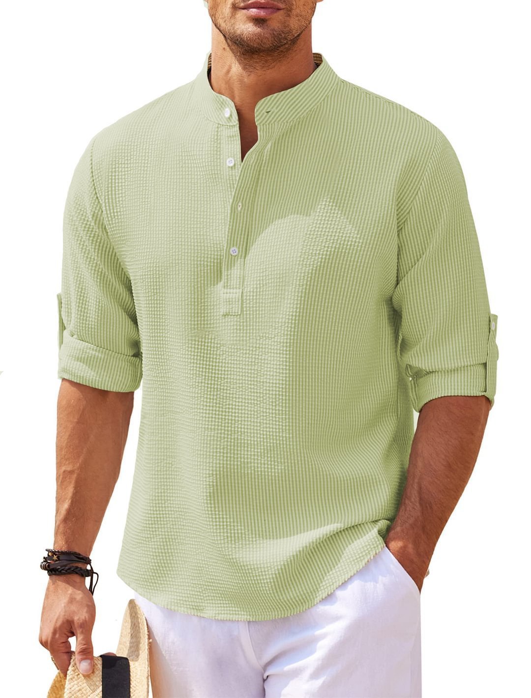 Men's Casual Long Sleeve Stand Collar Shirt - SunneySteveMen's Casual Long Sleeve Stand Collar ShirtMen's clothingSunneySteveSunneySteveCJDS178054721UF